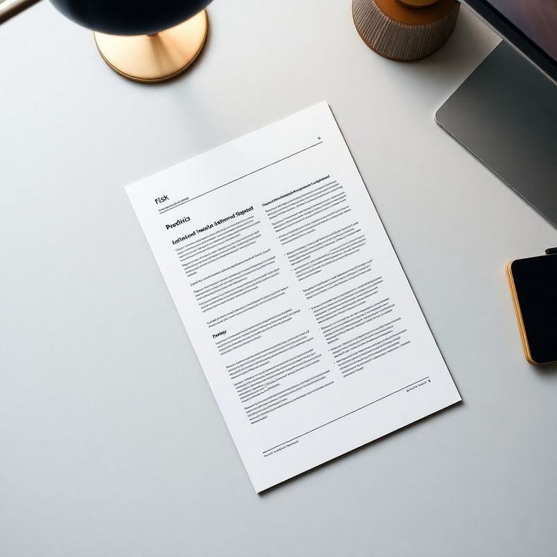 Overzichtsopname van een risicomatrix op een minimalistisch bureau