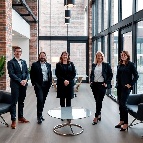 Klein professioneel adviesteam in een modern kantoor in Almere